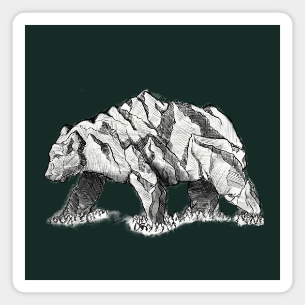 Peak Bear (White) Magnet by Mainahste